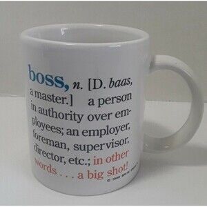 Brite Ideas Boss Coffee Mug Cup White Vintage 1990